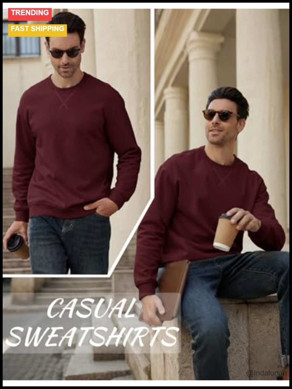 Men's Sherpa Lined Fleece Pullover Sweatshirt Heavyweight Winter - Picture 4 of 6